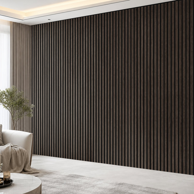 2 pièces de panneaux muraux 16 po x 10 po à aspect bois, panneaux de lattes insonorisées 3D pour décoration murale intérieure (23 pieds carrés / caisse)