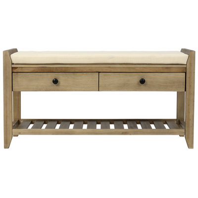 Shoe Rack With Cushioned Seat And Drawers