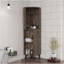 Armoire de coin Cincinatti, porte-gobelets, deux tablettes extérieures, un tiroir, quatre pieds - brun foncé