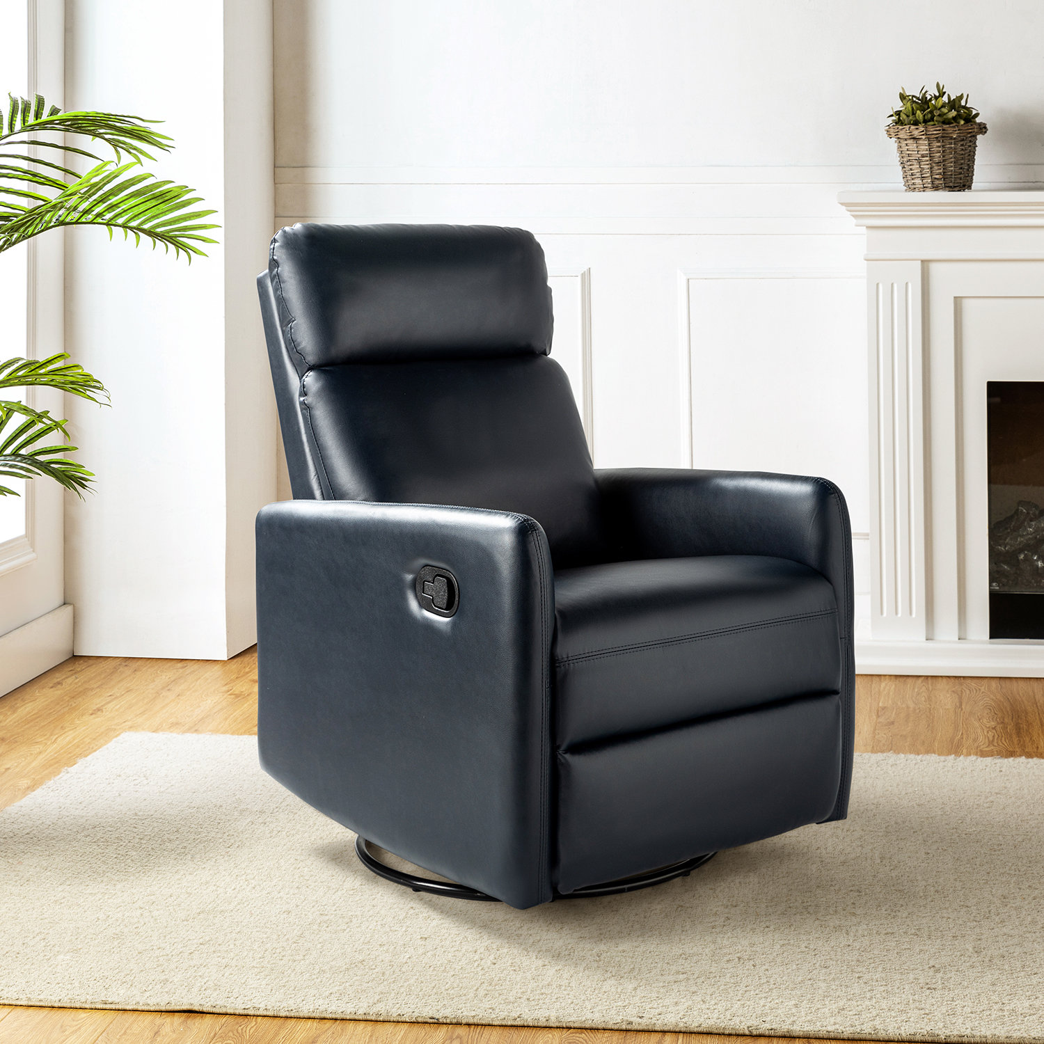 Manual reclining foot rest business leather computer chair