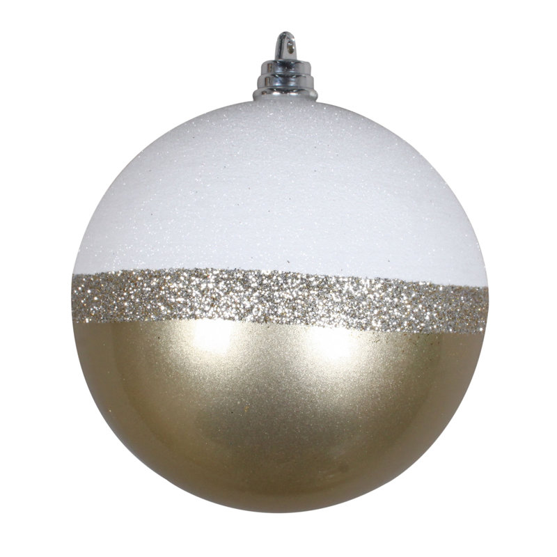 Ornement boule bonbon blanc scintillant, H 3,34 po x l 3,14 po x P 3,14 po, Or rose
