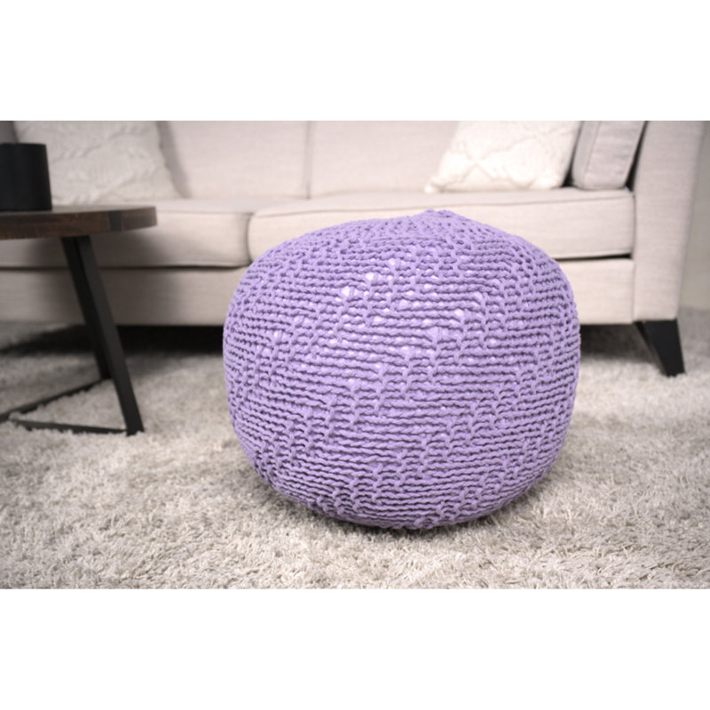 Pouf tricoté en coton lavande - ou coussin de sol capacité de poids de 200 lb