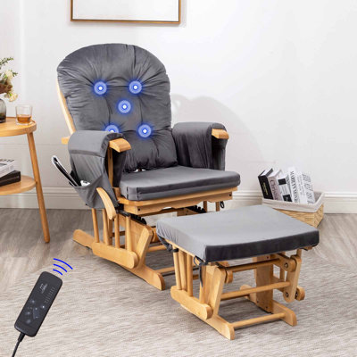 5 coussins de remplacement de fauteuil berçant oscillant avec fonction de massage et rangement, gris foncé