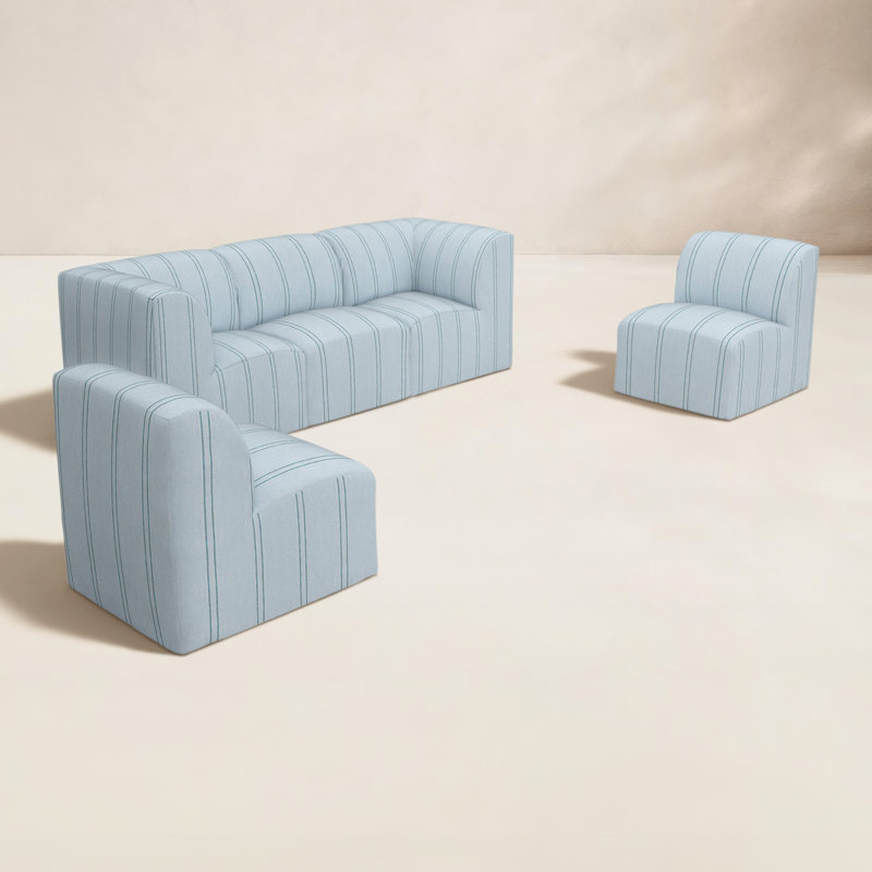 Eliana Sunbrella Outdoor Patio Secional Seating, Sunbrella Wayward Sky