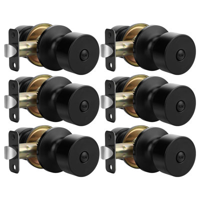 Black Door Knobs Interior, Privacy Door Knob Black Door Knobs Interior Bulk Matte Black Privacy Door Knobs for Bedroom or Bathroom (6 Pack)