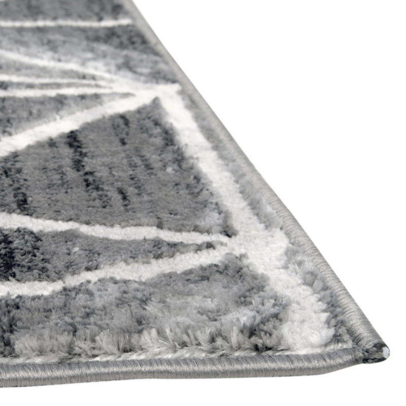 Tapis géométrique gris foncé / ivoire Oceola, Octogone 5 pi 3 po x 5 pi 3 po