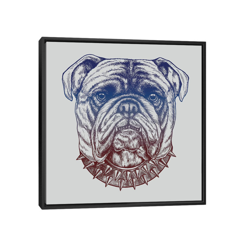 « bouledogue de petits pouces », impression sur toile, H 18 po x l 18 po x P 1,5 po, Toile avec cadre noir, Pas de tapis