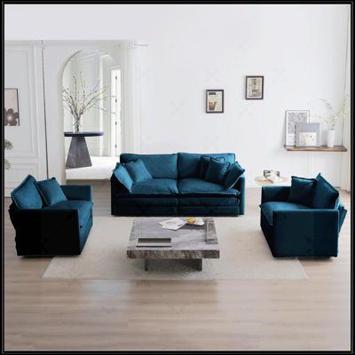 3 Piece Sofa Set With Arm Pillows And Toss Pillows