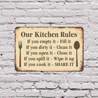Our Kitchen Rules 11 Inch x 17 Inch Plastic Sign