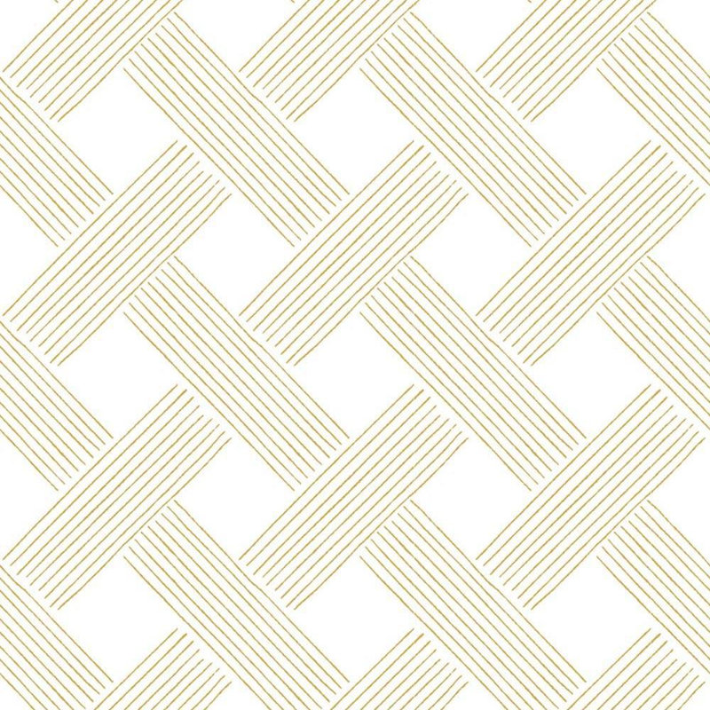 Lady Charlotte Lattice Weave 10' L x 24" W Wallpaper Roll, Daffodil, Non-pasted, Faux Grasscloth