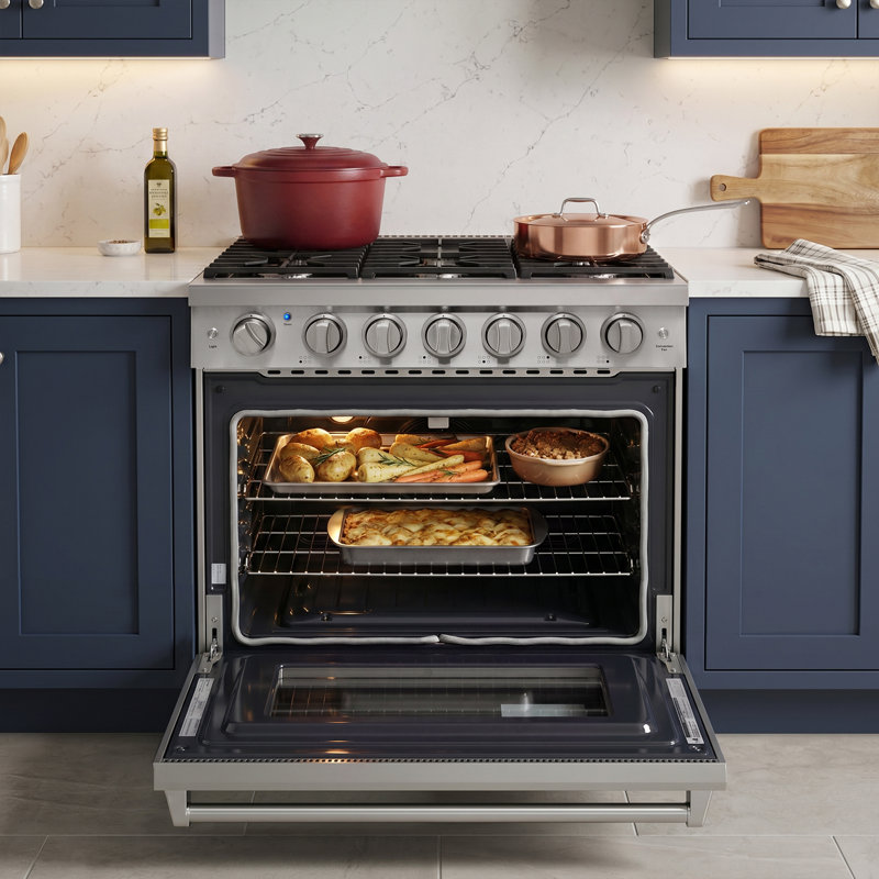 KOSTCH 36" Liquid Propane Gas Range 6.0 cu.ft. Freestanding Convection Oven Range Gas Stove, White, Liquid Propane