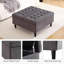 Grand repose-pieds carré 33 po avec rangement, table basse à plateau relevable rembourré capitonné en velours surdimensionné avec repose-pieds, coffre à jouets pour le salon-1067624100