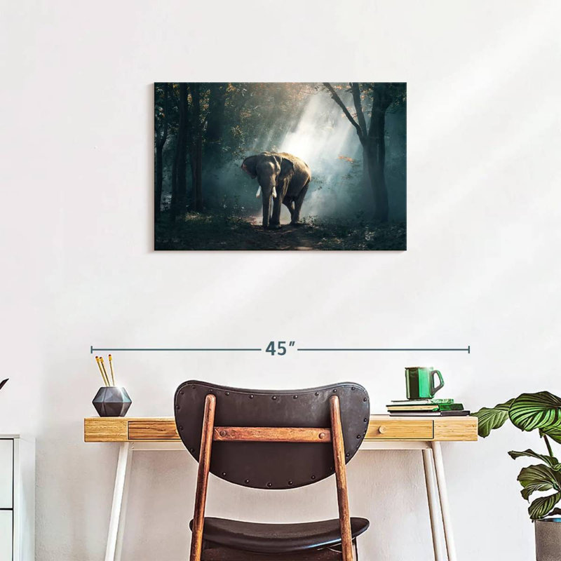 Brampt Sunlit Jungle Elephant, 20" H x 30" W