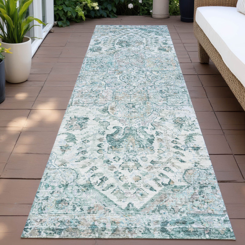 Tapis intérieur / extérieur lavable à la machine Jocelyn ACN2138 Global, Tapis de couloir 2 pi 3 po x 7 pi 6 po