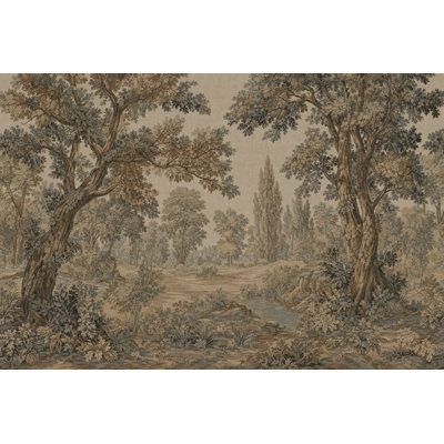 Woodland Landscape Wallpaper Vintage Toile Scenic Wallpaper Removable Wall Decor