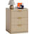 Fluted Nightstand w/ Charging Station, Mid Century Modern Bedside Table with Drawers & Open Shelf-2081763452-2096781125