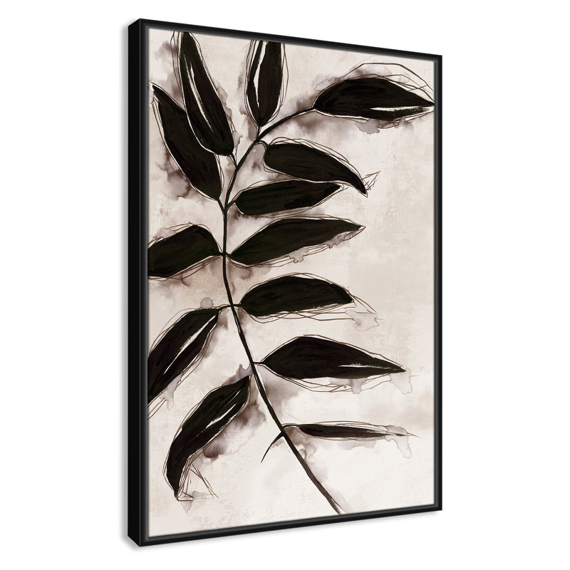 Feuilles II - Toile à cadre flottant, H 37,5 po x l 25,5 po x P 2 po, Cadre noir