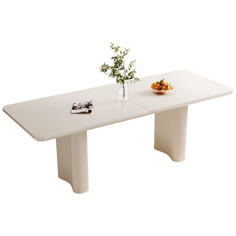 Abishan 78.97" Modern Rectangle Cream White Dining Table for Kitchen, Bar, Living Room, 30"H x 78.97"L x 35.43"W, White