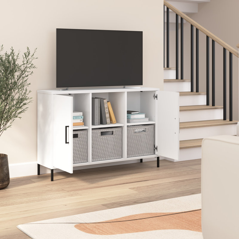 Caleshia Accent Cabinet with Doors, White/Matte Black