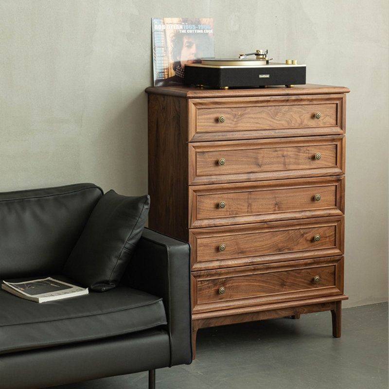 Commode d'appoint style rétro en noyer noir