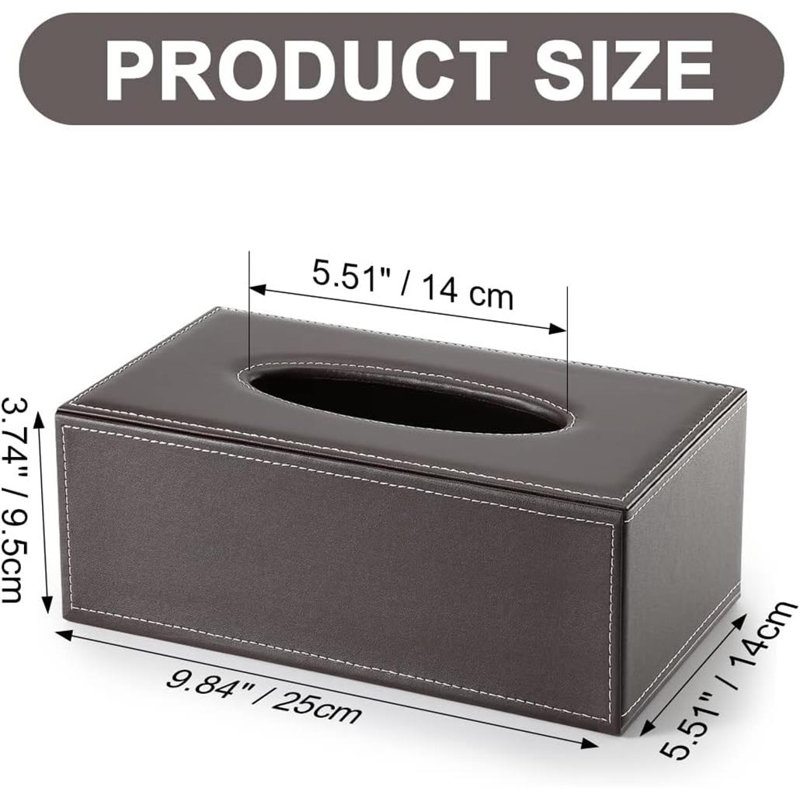 Rectangular leather tissue box cover