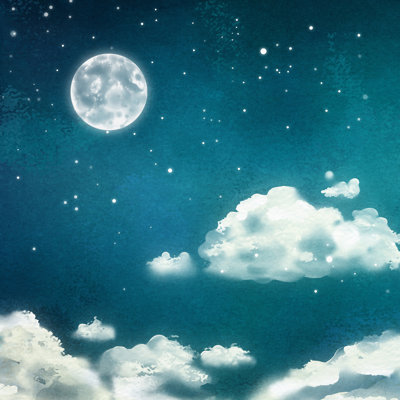 «Emerlynn Watercolor Nightly Clouds», impression sur toile tendue