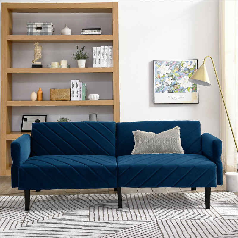 Gania 87'' Velvet Sofa, Blue Velvet
