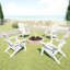 Chaise Adirondack pliante en PEHD avec porte-gobelet, blanc-1410749531