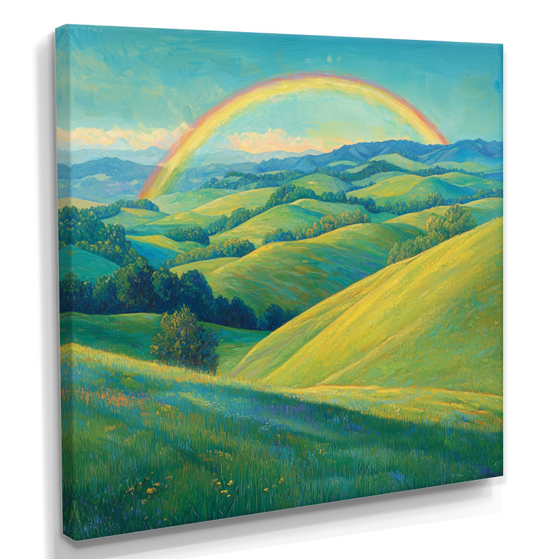 Giesa Rainbow In The Rolling Hills I - Rainbow Large, art mural, Toile tendue, Ne s’applique pas, H 30 po x l 30 po