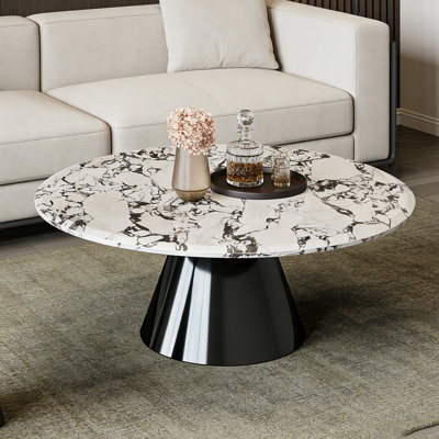 Marble Coffee Table with Stainless Steel Base