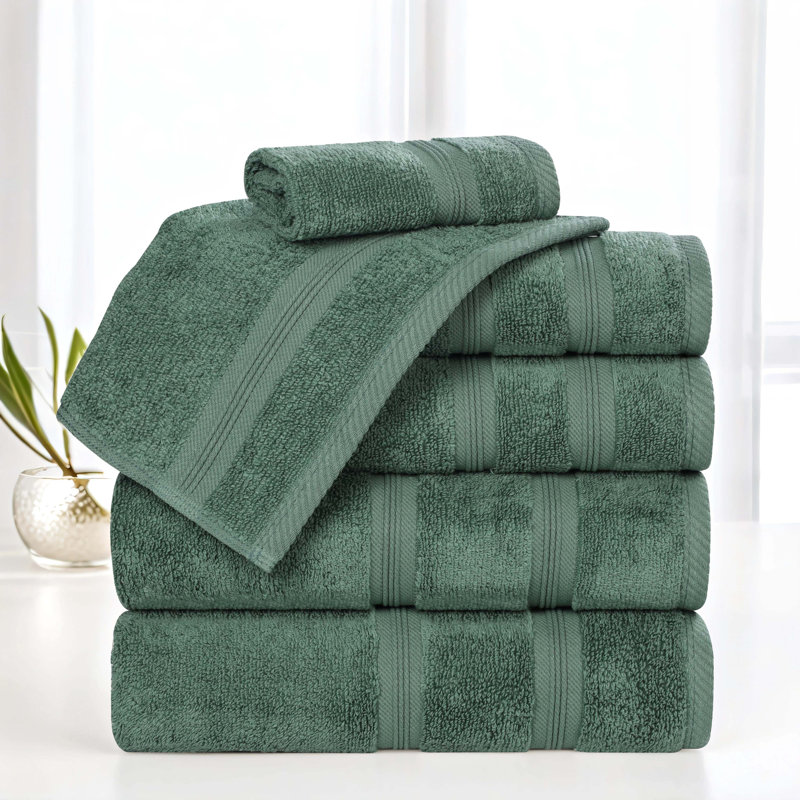 Ensemble de serviettes 100% coton Smart Dry 6 pièces, Vert forêt
