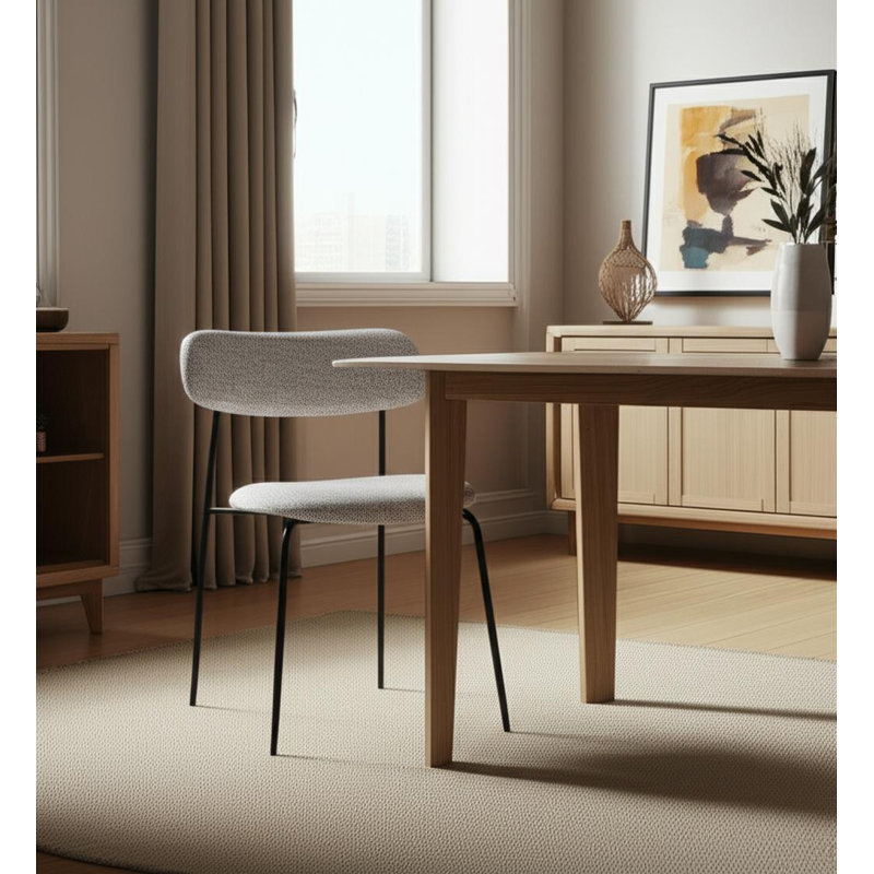 Chaise d'appoint de salle à manger à dossier ouvert en tissu gris et noir