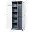 Casiers de rangement pour outils à haut balai, métal gris, portes verrouillables, tablettes réglables, acier de qualité, traitement contre la corrosion, espace de suspension et de rayonnage, grand rangement en métal ventilé, renforcé