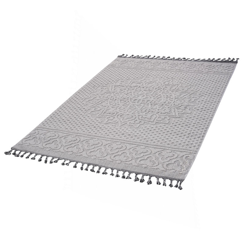 Collection White/Ivory /Medallion Indoor/Outdoor Area Rug, Rectangle 7'9" x 10'