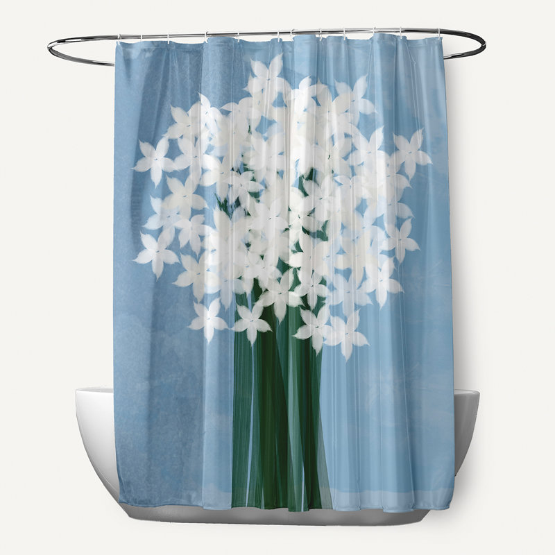 Amanda Floral Shower Curtain, Light Blue