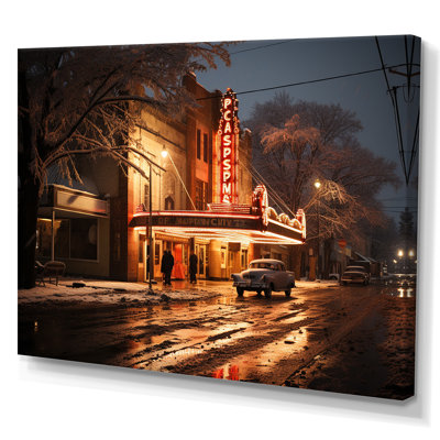 Vintage Theatre Night Scenery - Theatres Wall Art