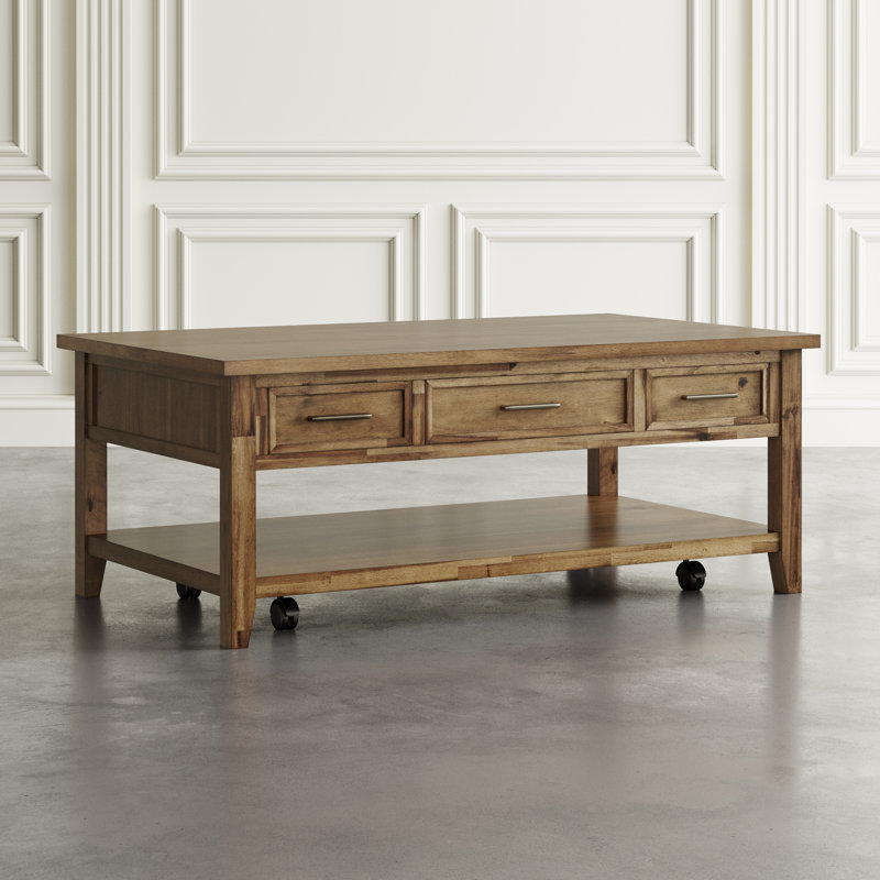 Table basse à plateau relevable en bois rustique Abbeville