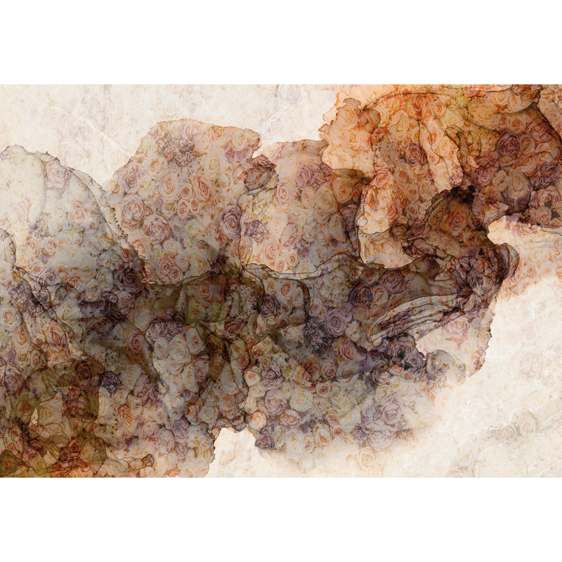 Murale florale pelez et collez - tissée de roses, L 135 po x L 100 po