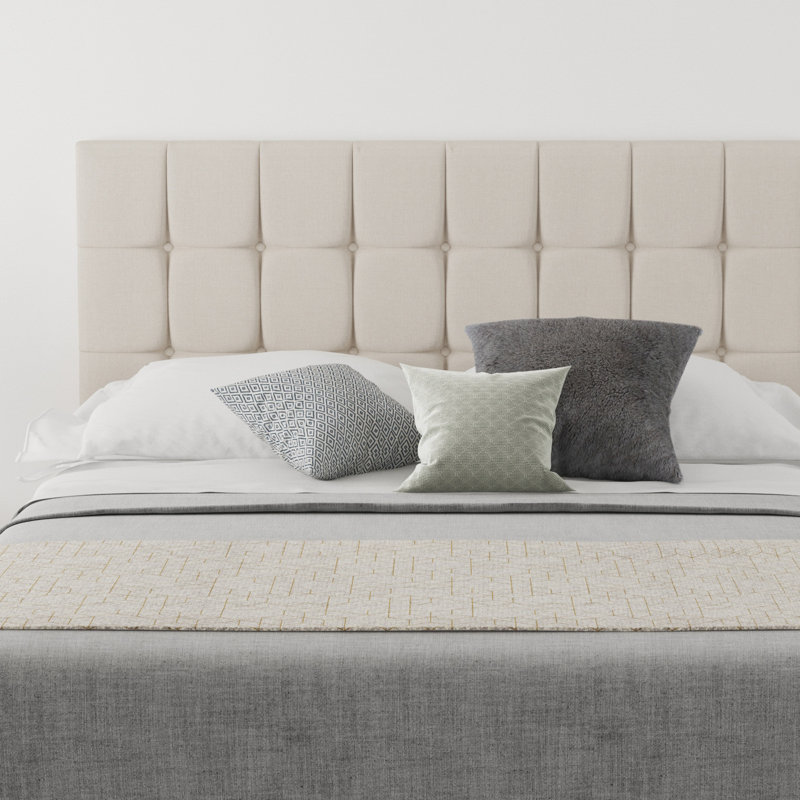 Wellington Upholstered Headboard, Linen Off White, Kingsize (5')