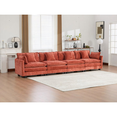 Cloud Sofa 4 Seats (Ottoman Is Not Included), Sectional Couch, For Living Room Bedroom And Apartment, Comfy Double Layer Upholstered Seat Cushion, Breathable Chenille Fabric