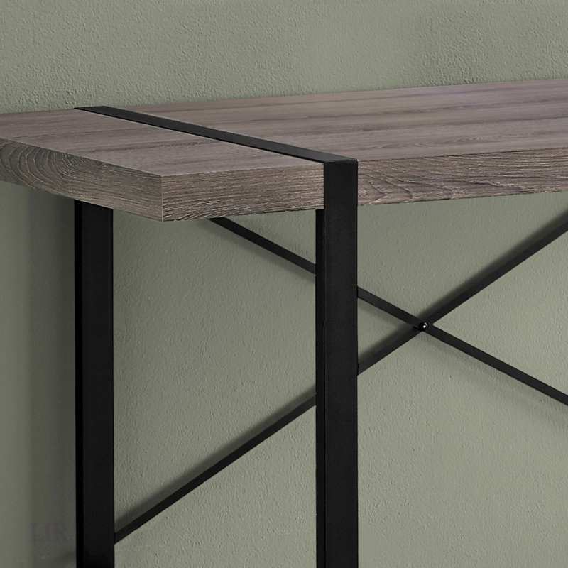 Modern Industrial Computer Desk With Robust Metal Legs And Thick-Panel Desktop For Home Office And Laptop Use, Taupe