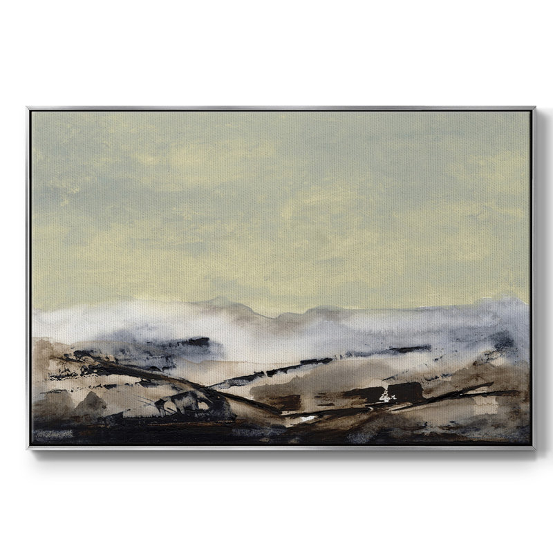 Shanthih I, peinture sur toile encadrée, H 17 po x l 25 po x P 2 po, Encadrement argenté