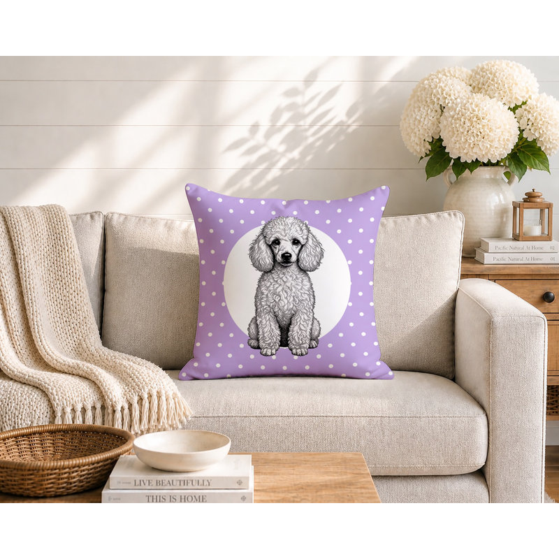 Coussin réversible intérieur / extérieur Poodle Dog, 18 x 18, Lavande