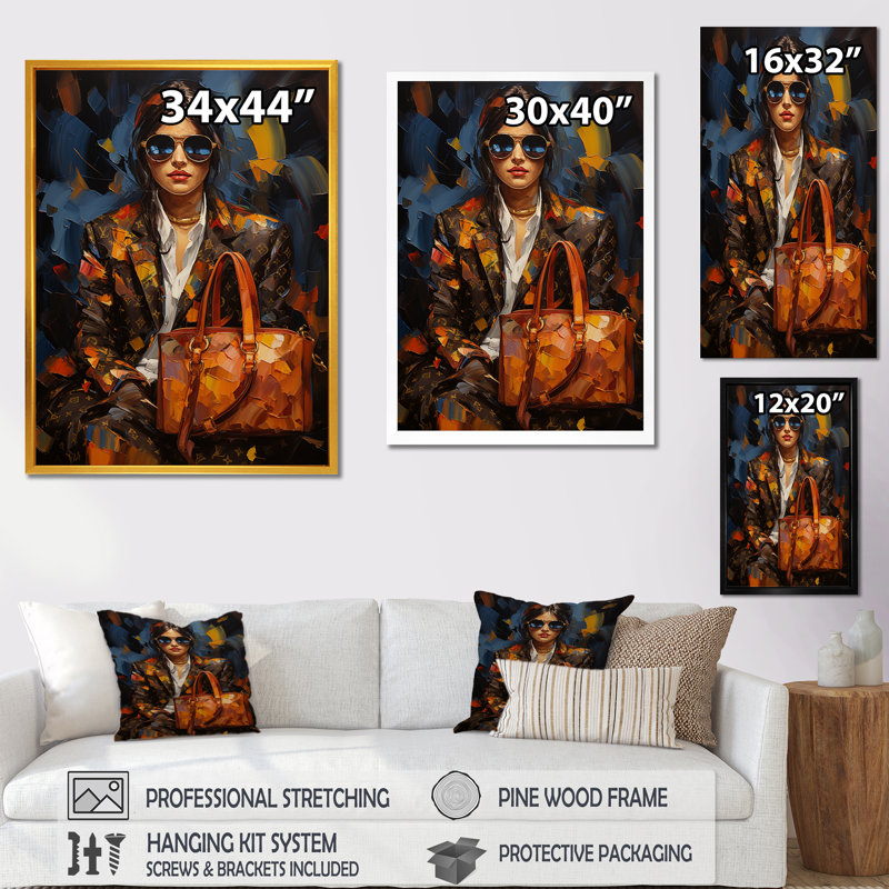 Art sur toile, mode brune et bleue, Toile tendue, H 20 po x l 12 po x P 1 po