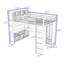 Lit mezzanine en métal avec garde-robe, bureau et tablettes de rangement-128971046