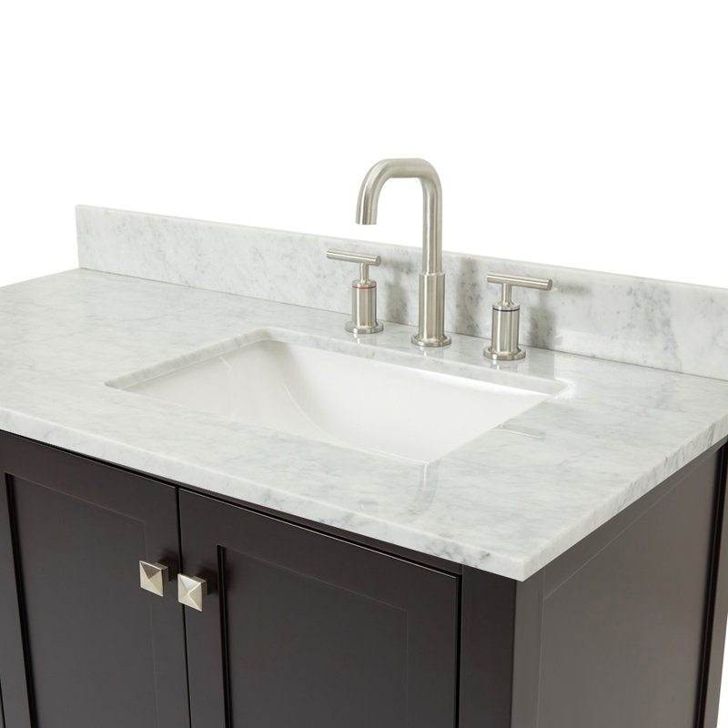 Flynt 43'' Single Bathroom Vanity with Carrara Marble Top, Espresso