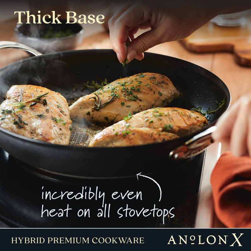 Anolon X 12" Hybrid Nonstick Frying Pan/Skillet with Helper Handle, Dark Gray
