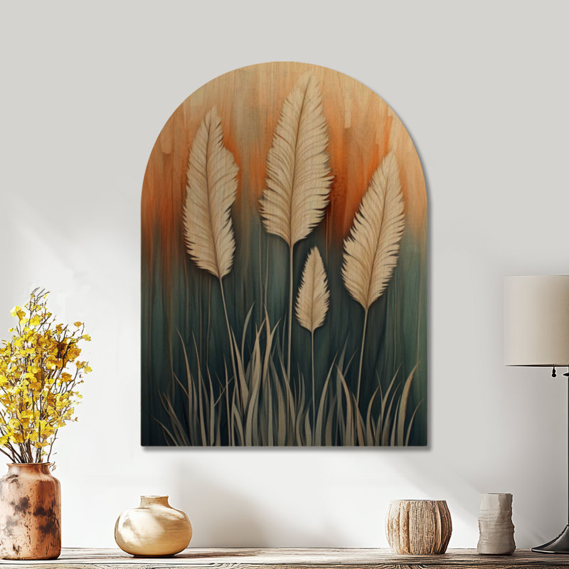 Winna I - art mural en bois botanique arqué blanc, H 32 po x l 24 po, Arche