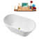 55" Streamline Soaking Glossy White Freestanding Tub and Tray With Internal Drain