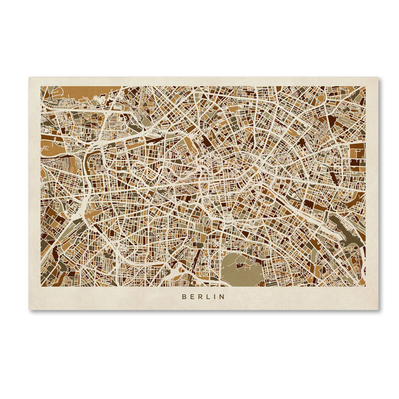 « berlin germany street map », reproduction d’impression sur toile tendue, H 22 po x l 32 po x P 2 po